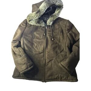 Big Chill Penny Lane Style Faux Suede and Fur Brown Coat XL